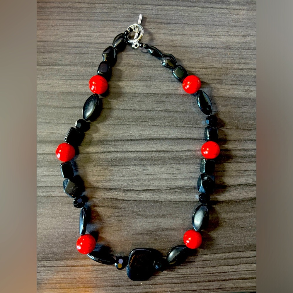 Big bead necklace. 21 inches total length. Toggle clasp